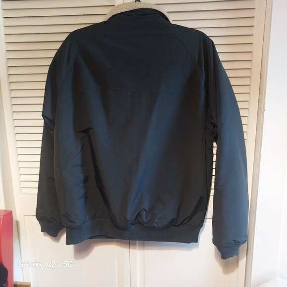 Lands End Mens Black Sherpa-Lined Jacket L/T Nylon Exterior Polyester Lining War - Picture 3 of 7